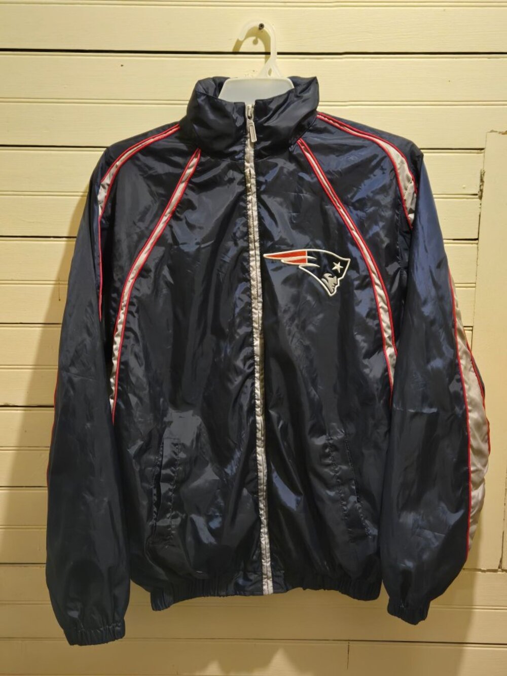 NFL New England Patriots Jacket Mens 1XL Windbreaker Full Zip Navy Embroidered